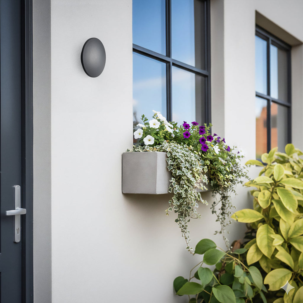 LED utevegglampe Aria M svart aluminium detalj