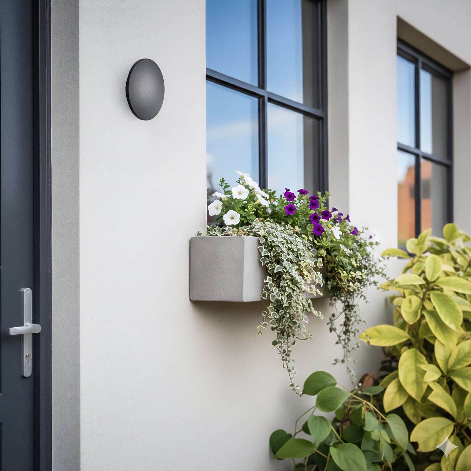 LED utevegglampe Aria M svart aluminium detalj