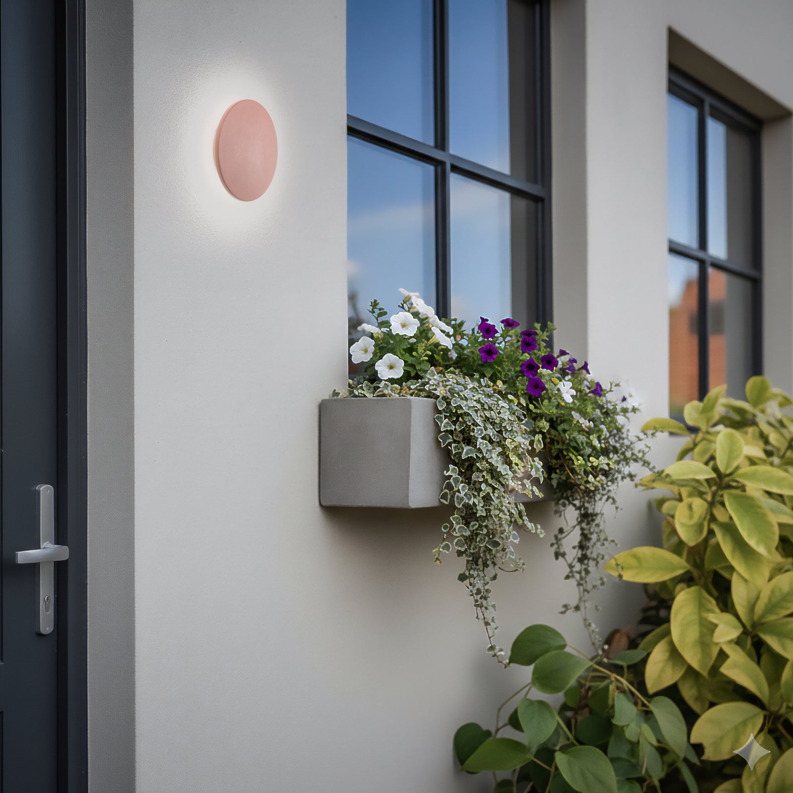 LED utevegglampe Aria M teglrød aluminium bakside