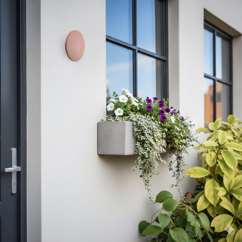 LED utevegglampe Aria M teglrød aluminium detalj