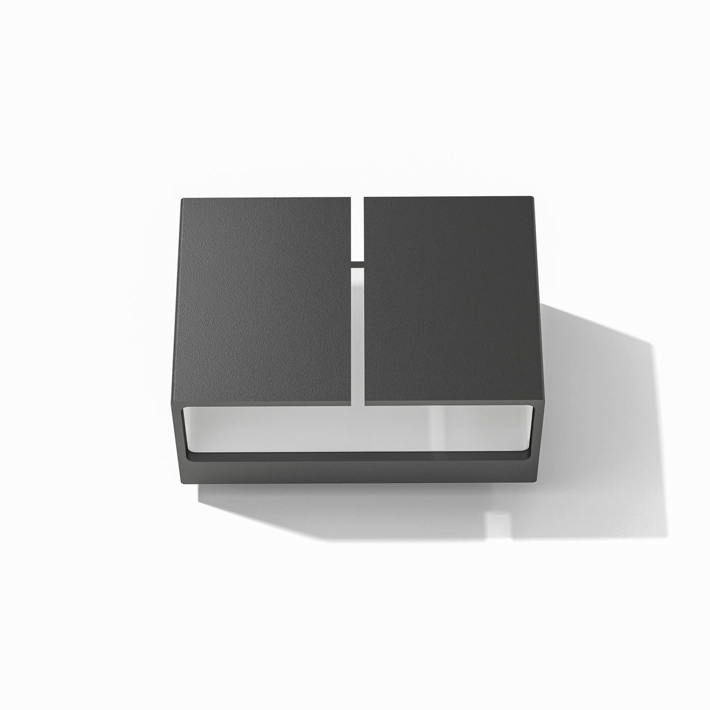 LED utevegglampe Ask opp og ned svart aluminium bakside