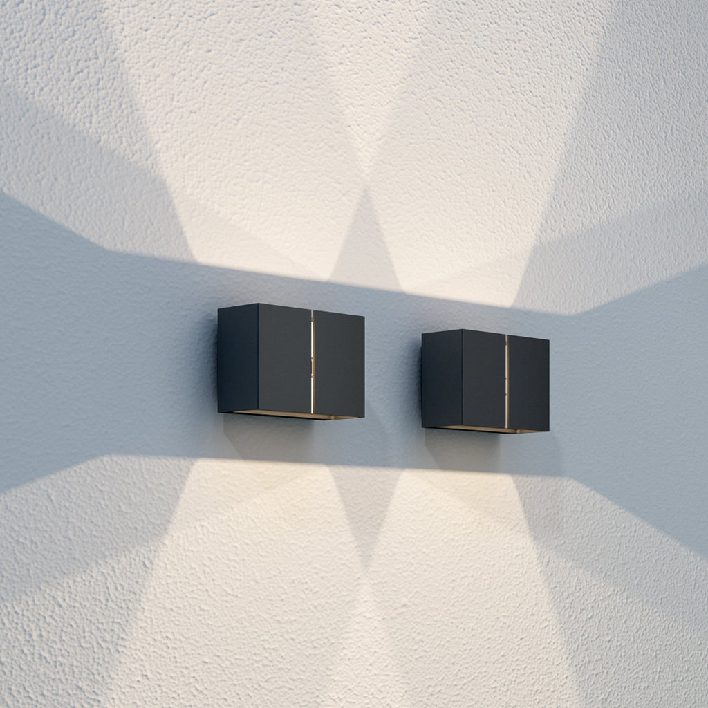 LED utevegglampe Ask opp og ned svart aluminium detalj