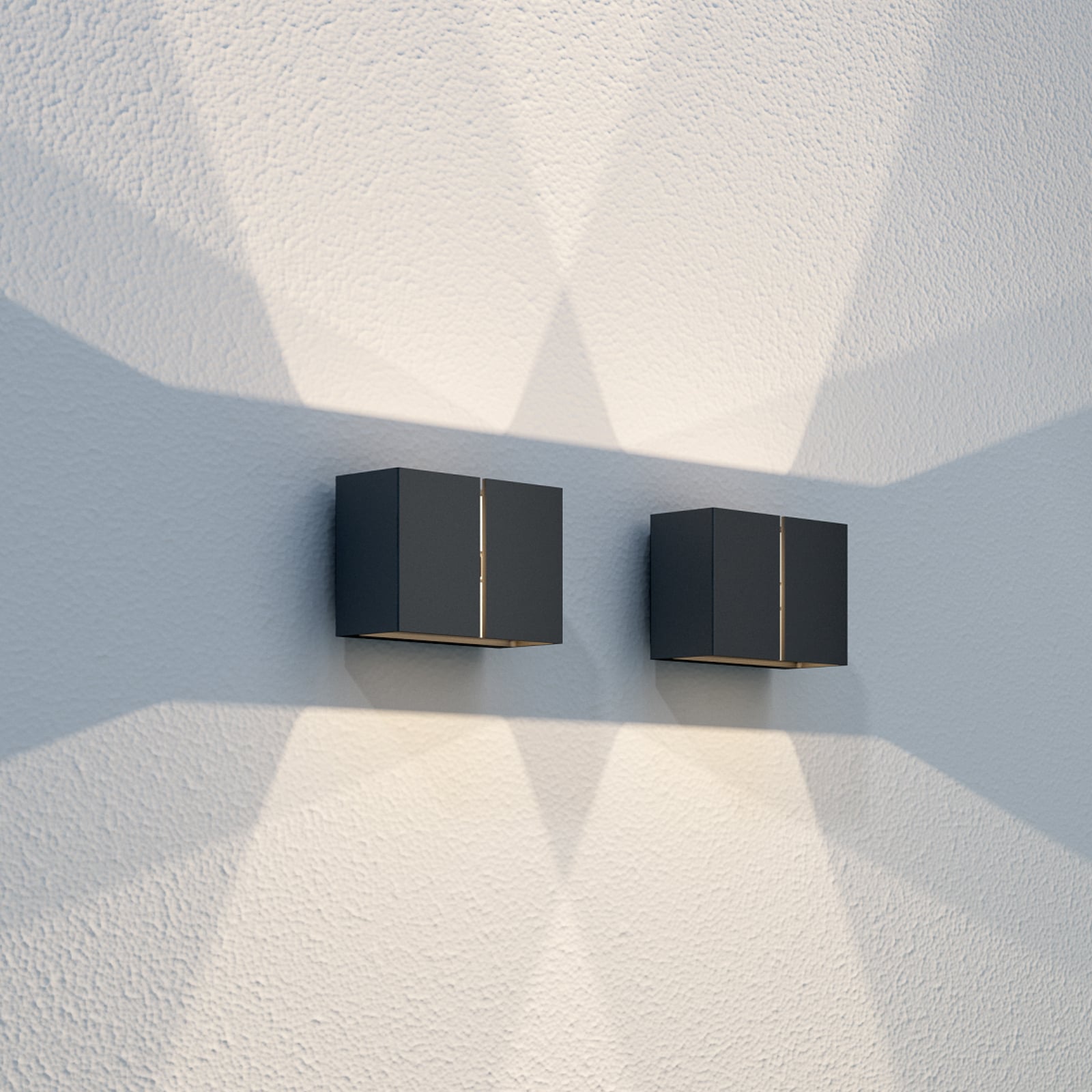 LED utevegglampe Ask opp og ned svart aluminium detalj