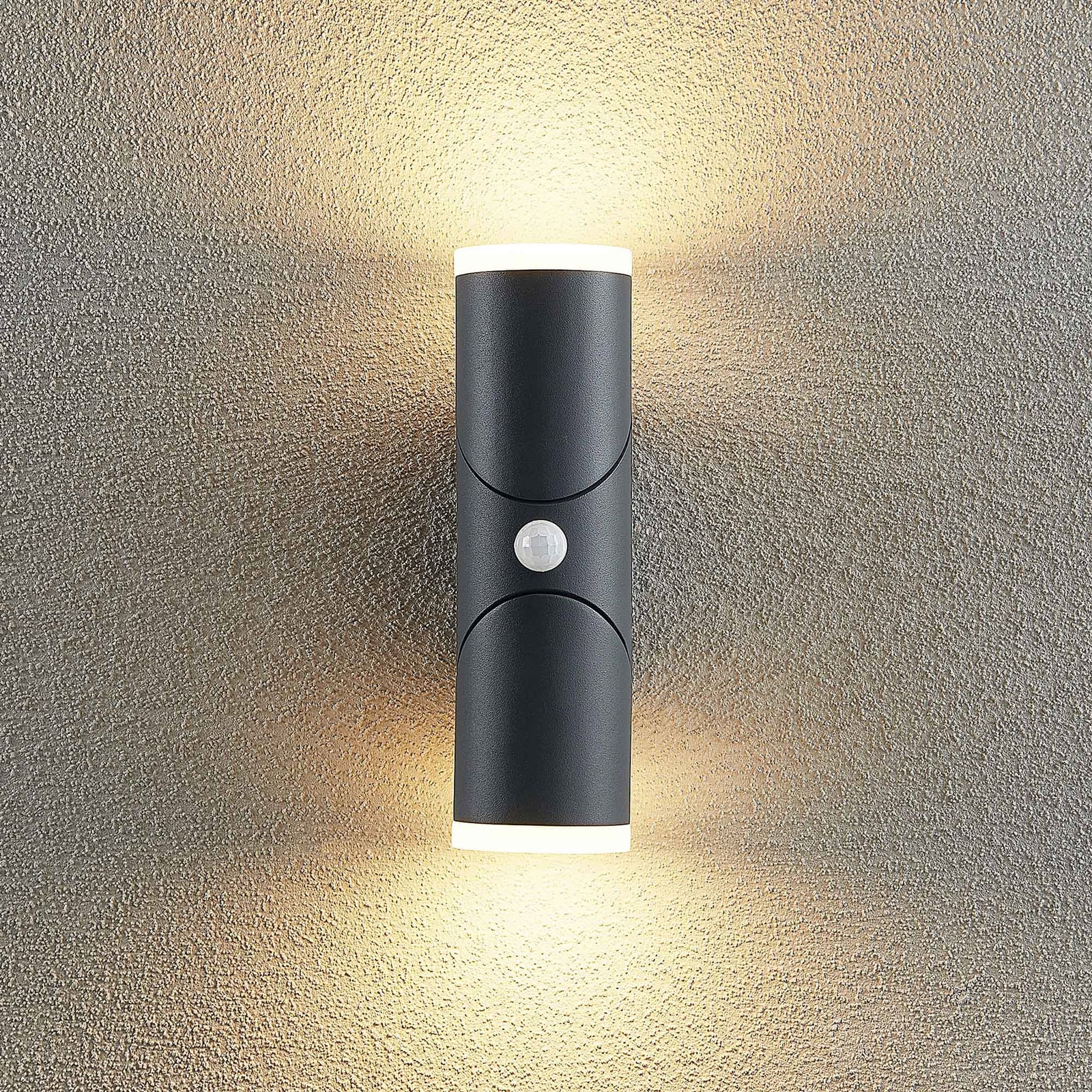 LED utevegglampe Aspyn 2-lys med bevegelsessensor IP54 bakside