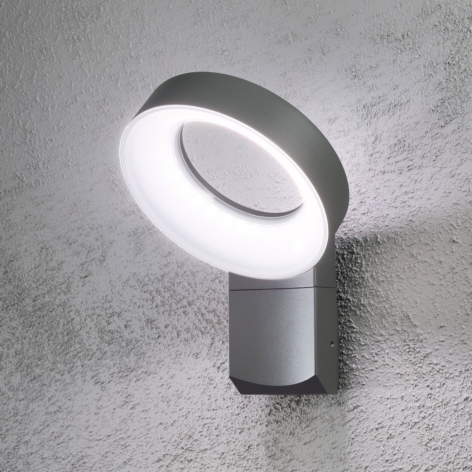 LED utevegglampe Asti ringformet antrasitt Ø26 cm forside