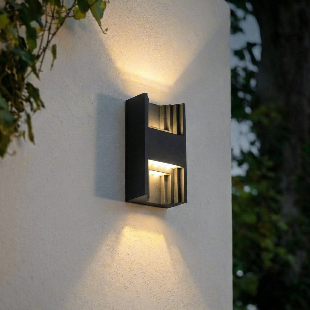 LED utevegglampe Aurali 2-lys svart aluminium IP65 bakside