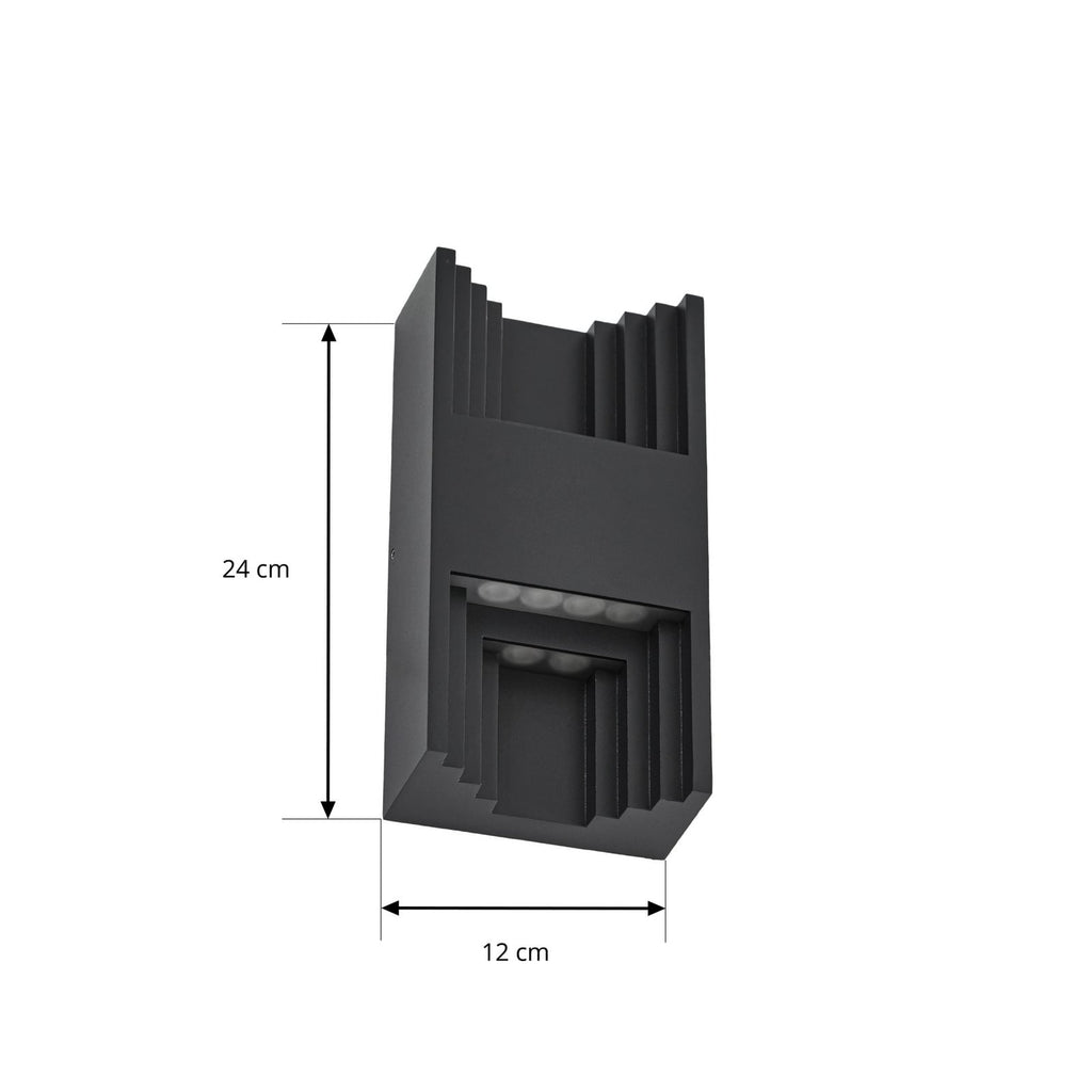 Detalj av LED utevegglampe Aurali 2-lys svart aluminium IP65