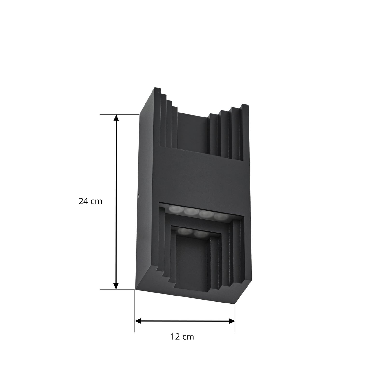 Detalj av LED utevegglampe Aurali 2-lys svart aluminium IP65