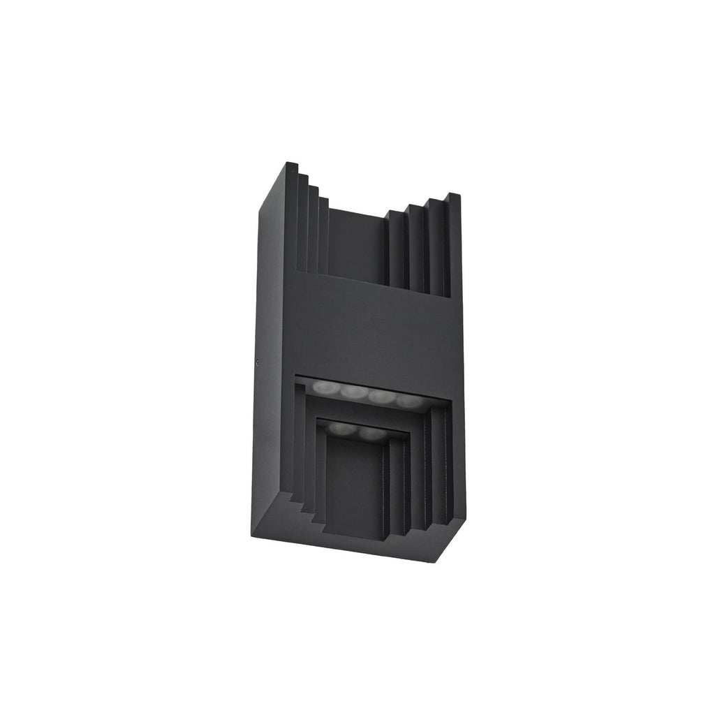 Nærbilde av LED utevegglampe Aurali 2-lys svart aluminium IP65