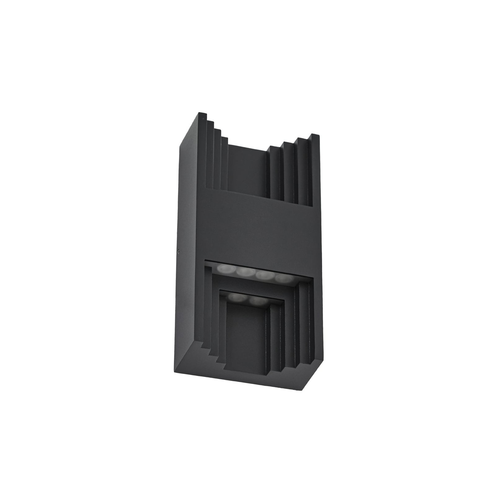 Nærbilde av LED utevegglampe Aurali 2-lys svart aluminium IP65