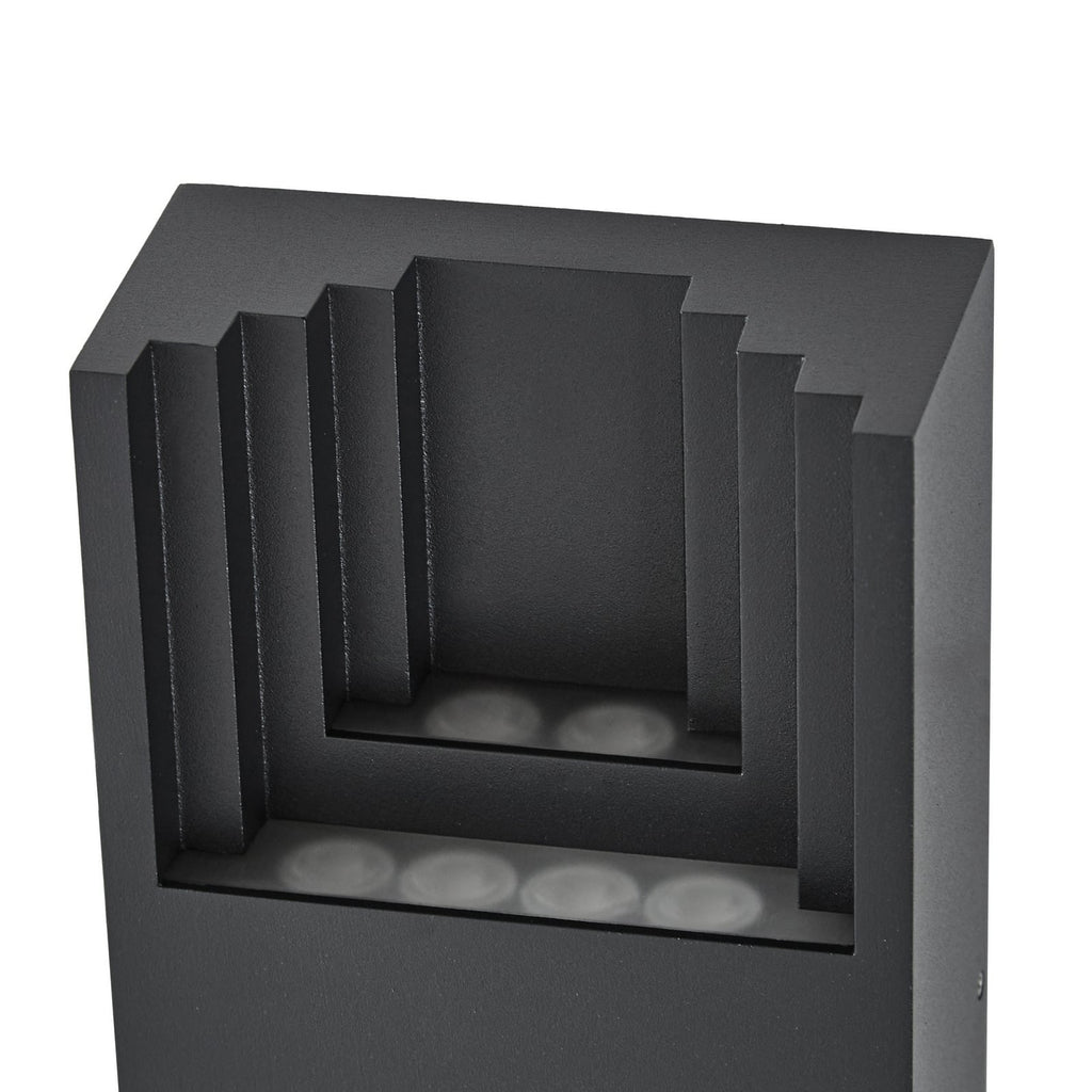 Sidevisning av LED utevegglampe Aurali 2-lys svart aluminium IP65
