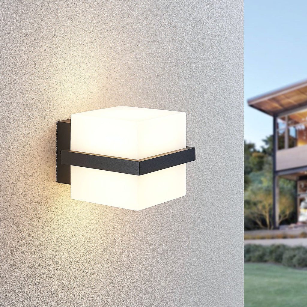 LED utevegglampe Auron aluminium antrasitt hvit bakside