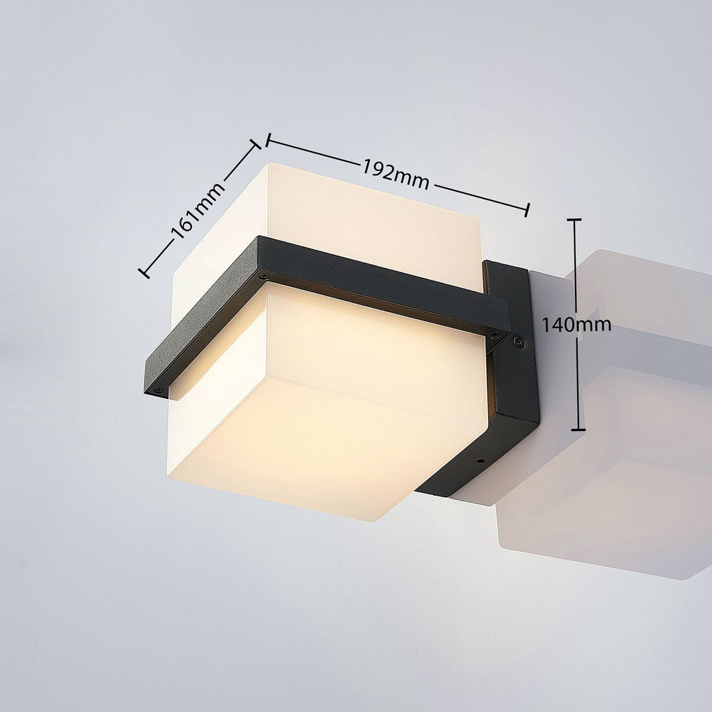 LED utevegglampe Auron aluminium antrasitt hvit montert utendørs