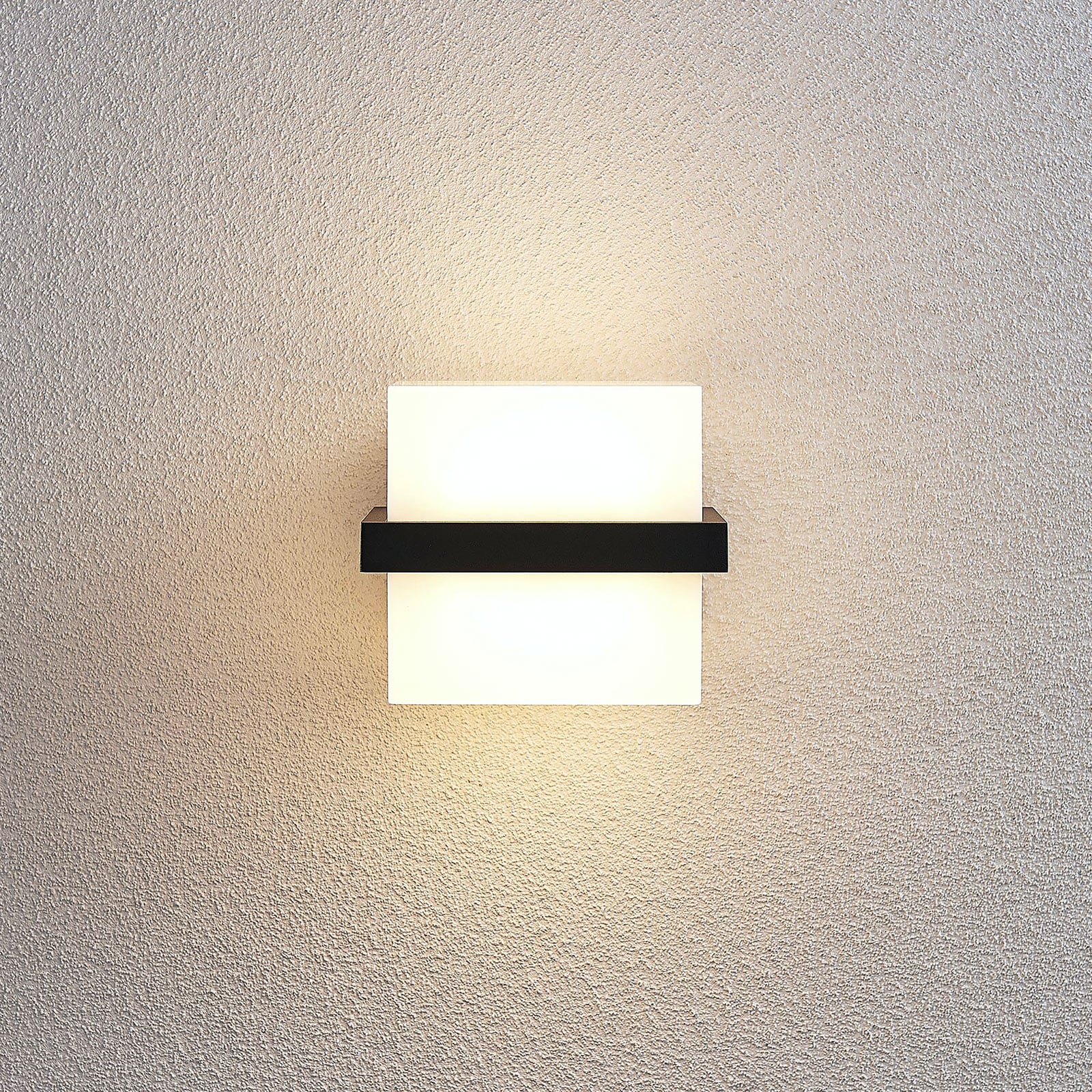 LED utevegglampe Auron aluminium antrasitt hvit nærbilde
