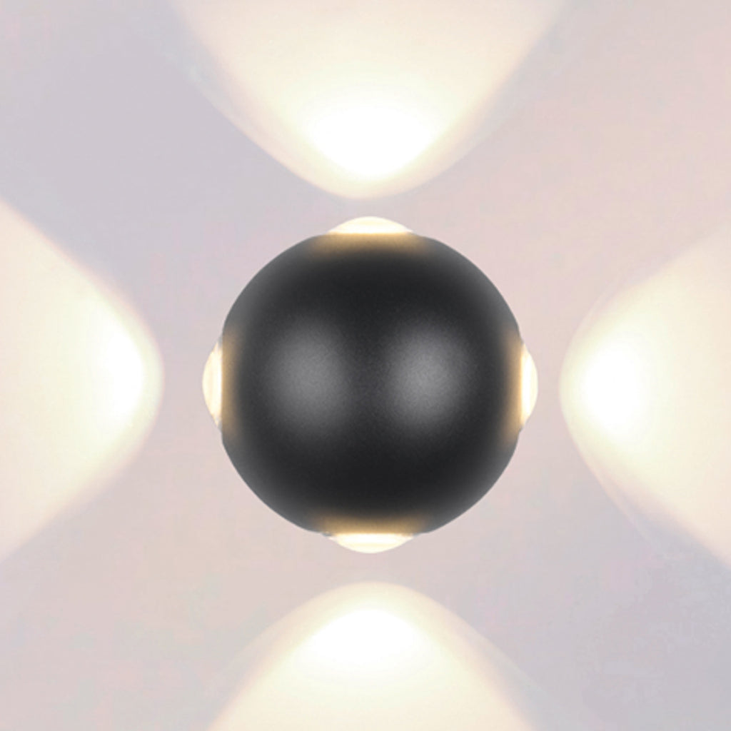LED utevegglampe Avisio 4-lys halvrund svart IP54 forside