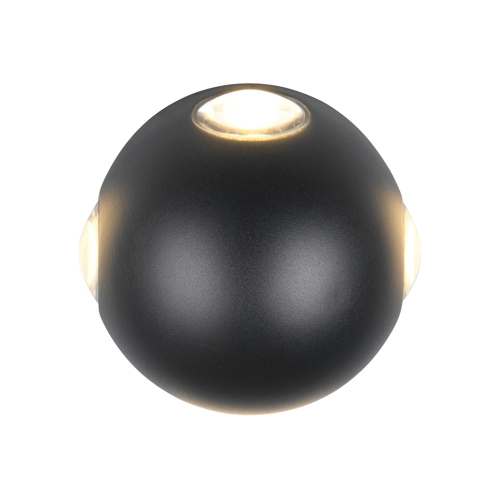 Detalj av LED utevegglampe Avisio 4-lys halvrund svart IP54