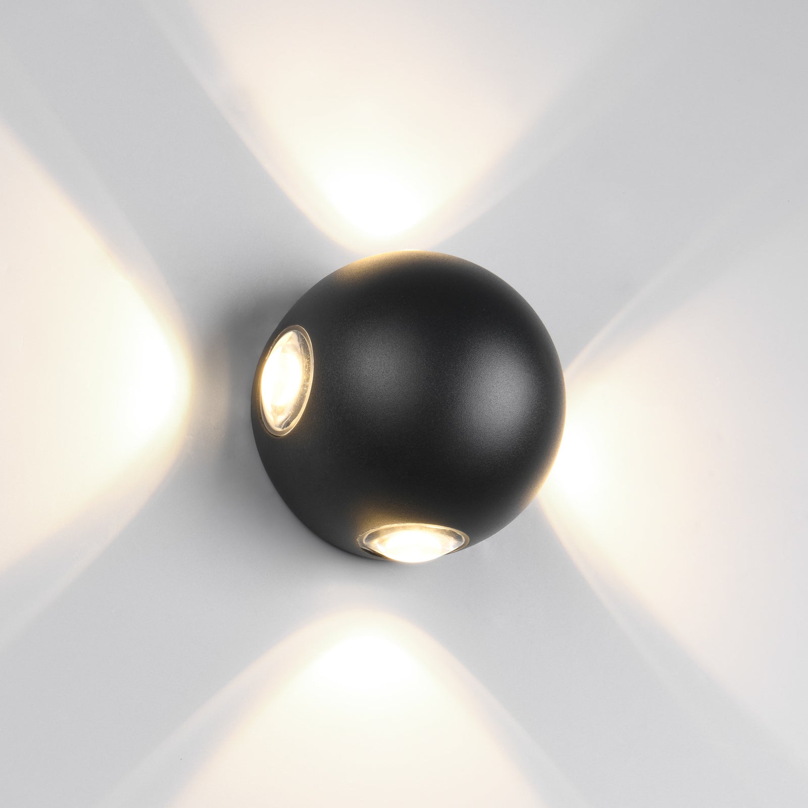 LED utevegglampe Avisio 4-lys halvrund svart IP54 sideprofil