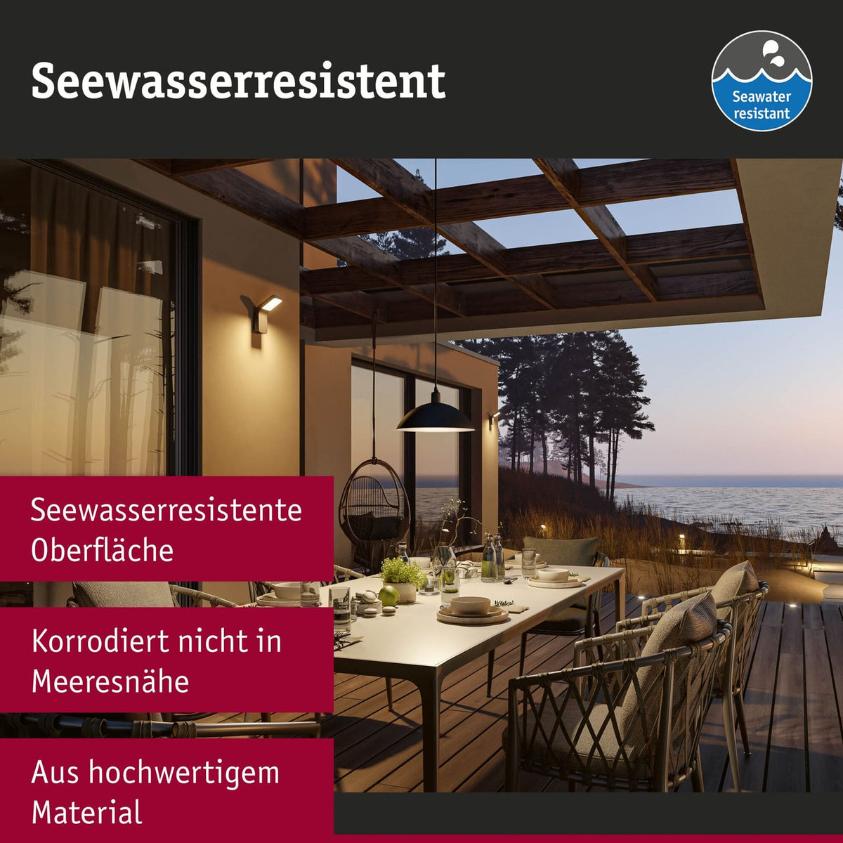 Sideprofil av hvit LED utevegglampe Azalena med bevegelsessensor