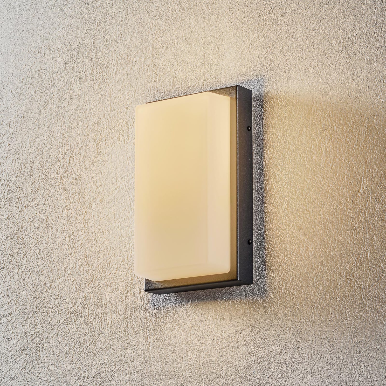 LED utevegglampe Babett rustfritt stål med bevegelsessensor front