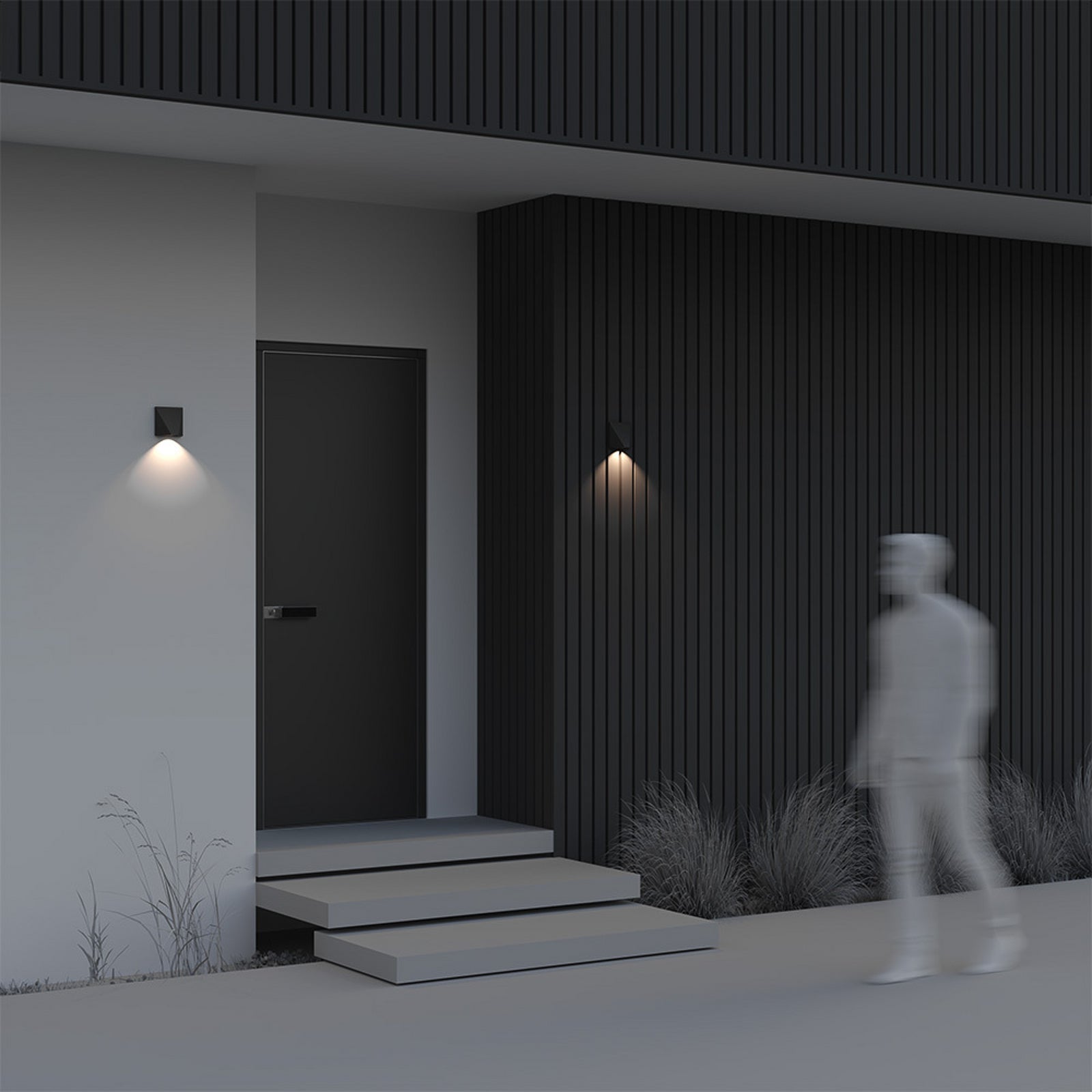 LED utevegglampe Beekman svart 5,2W IP54 varmhvit montert på vegg
