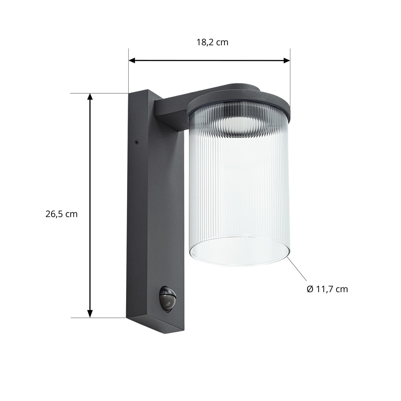 LED utevegglampe Beelia riflet glass detalj