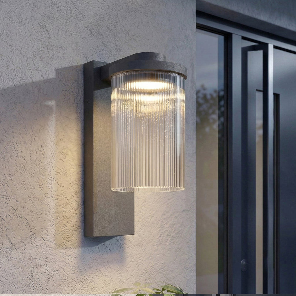 LED utevegglampe Beelia riflet glass antrasitt forside