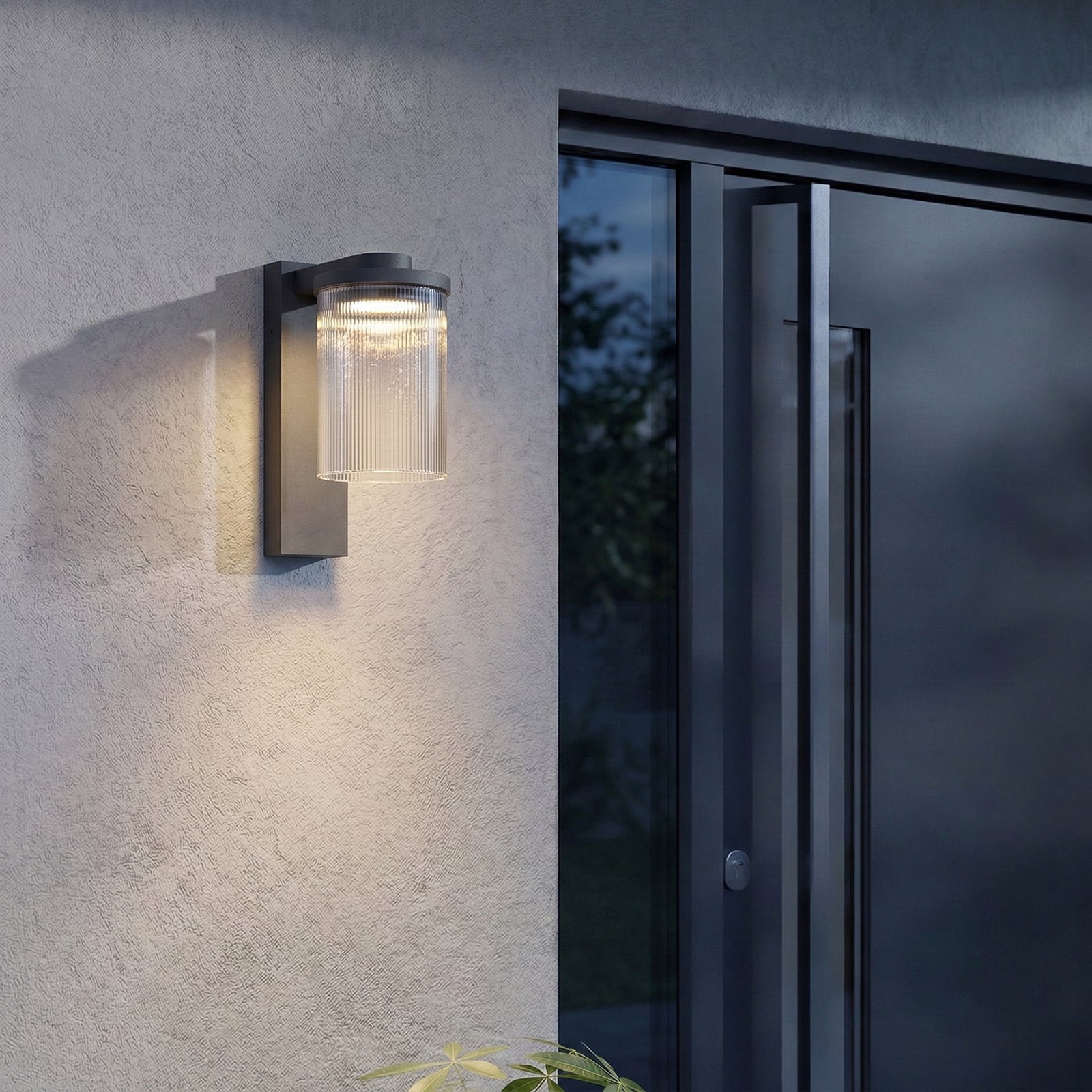 LED utevegglampe Beelia riflet glass antrasitt bakside