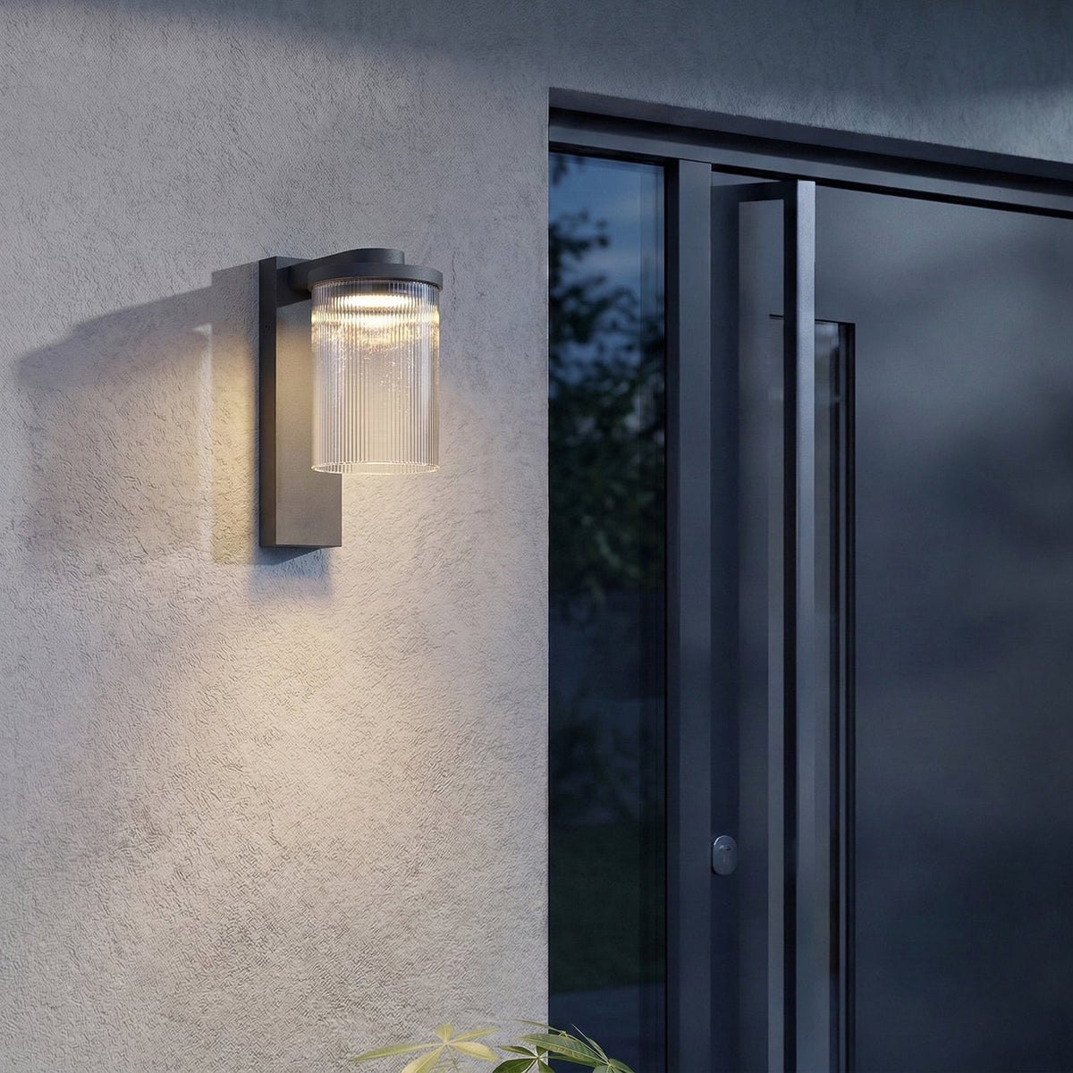 LED utevegglampe Beelia riflet glass antrasitt bakside
