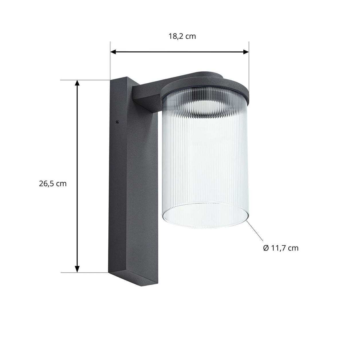 LED utevegglampe Beelia riflet glass antrasitt detalj av glass
