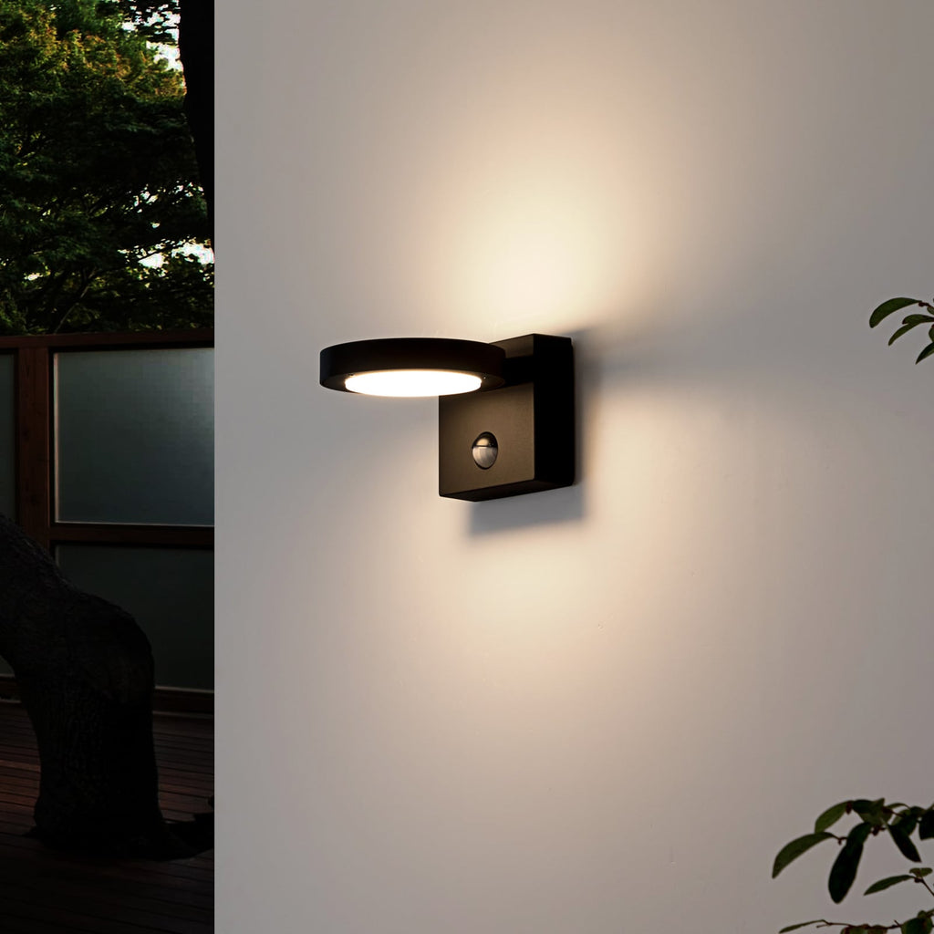 Detalj av LED utevegglampe Belna rund med bevegelsessensor antrasitt IP54