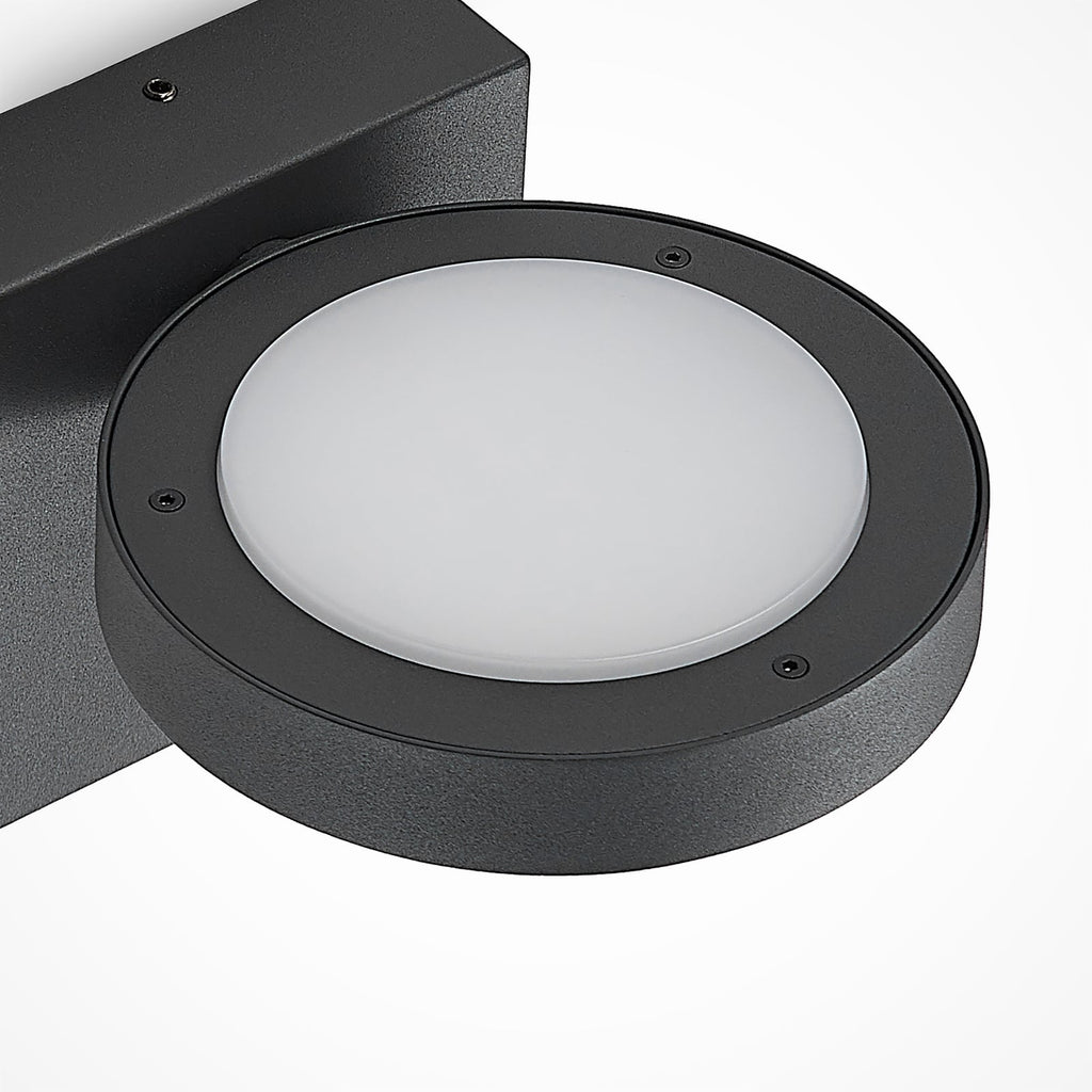 LED utevegglampe Belna rund med bevegelsessensor antrasitt IP54 aluminiumsoverflate