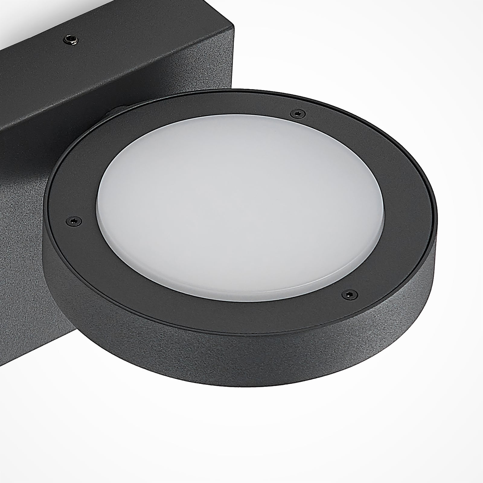 LED utevegglampe Belna rund med bevegelsessensor antrasitt IP54 aluminiumsoverflate