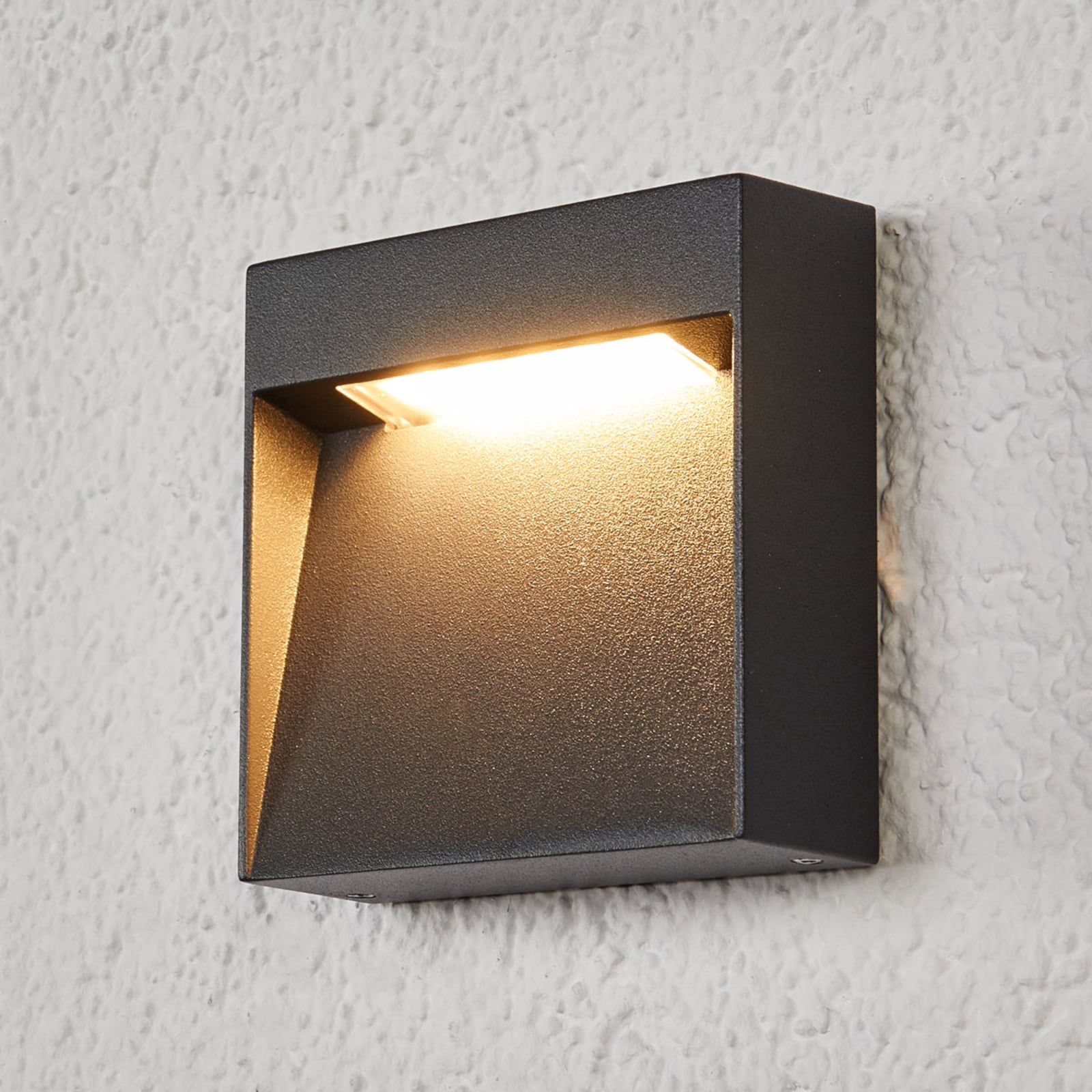 LED utevegglampe Bene kvadratisk mørkegrå 4W IP65 forfra