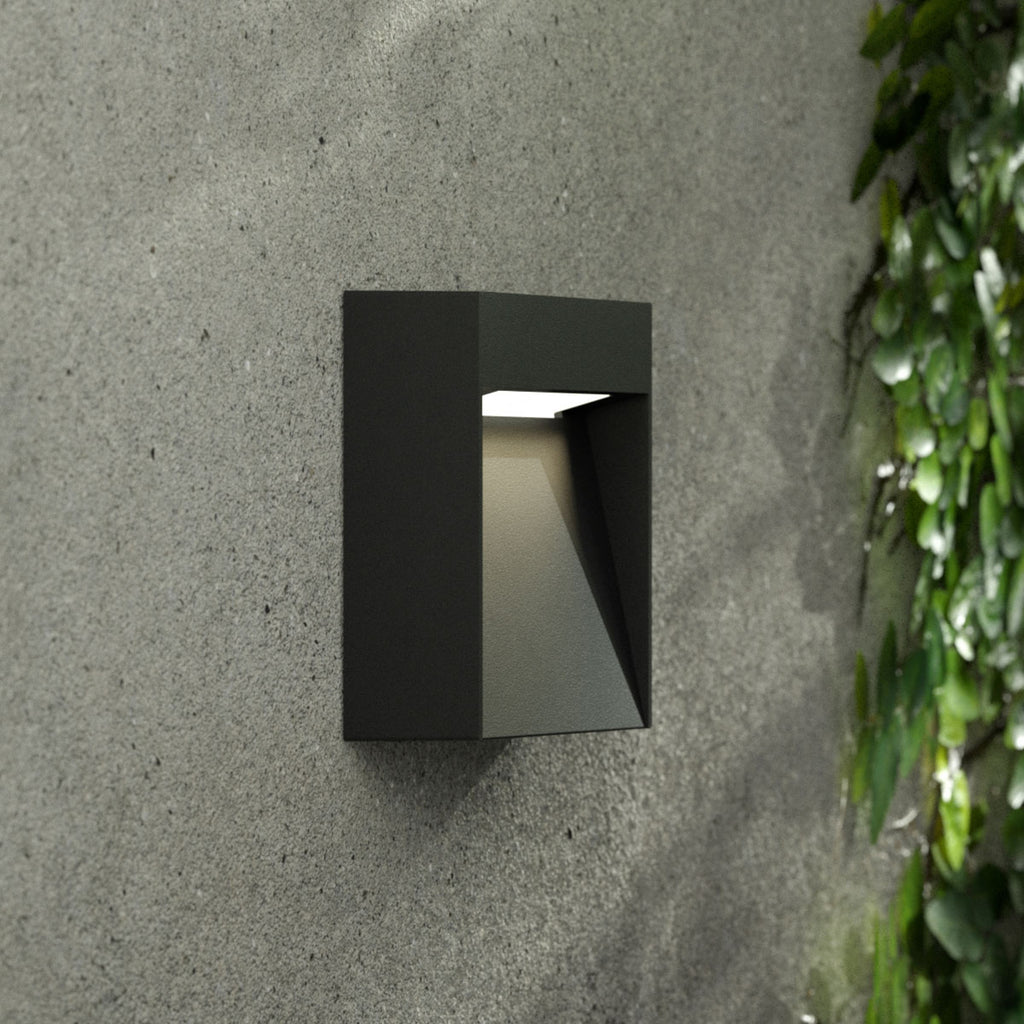 LED utevegglampe Bene kvadratisk mørkegrå 4W IP65 bakside