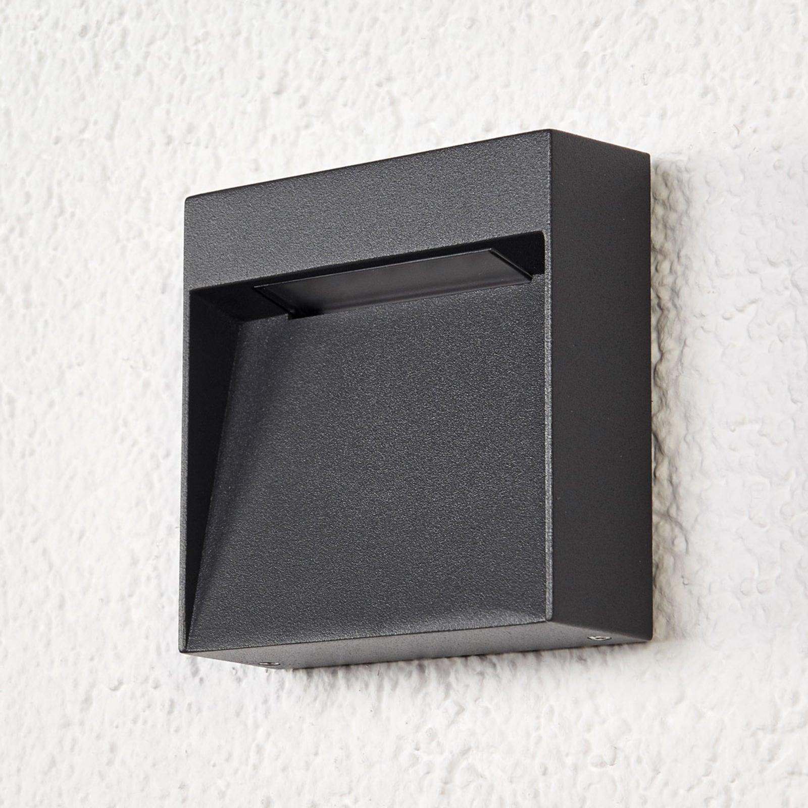 LED utevegglampe Bene kvadratisk mørkegrå 4W IP65 sideprofil