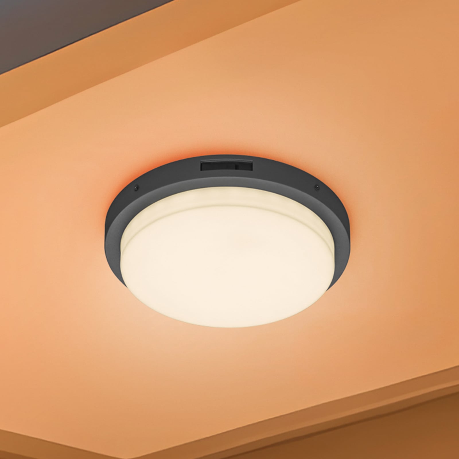 LED utevegglampe Bermejo rund CCT med bevegelsessensor IP54 forfra