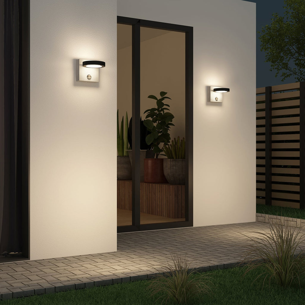 LED utevegglampe med bevegelsessensor betong antrasitt IP54 - Lucande bakside