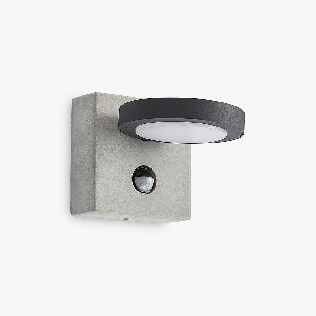 LED utevegglampe med bevegelsessensor betong antrasitt IP54 - Lucande sensor og lampehode
