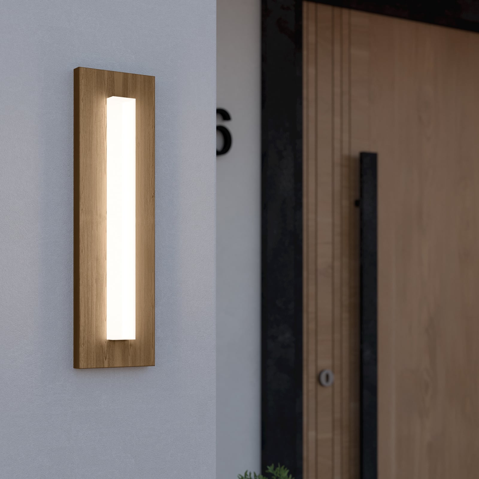 LED utevegglampe Bitetto plast tredekor 43 cm bakside