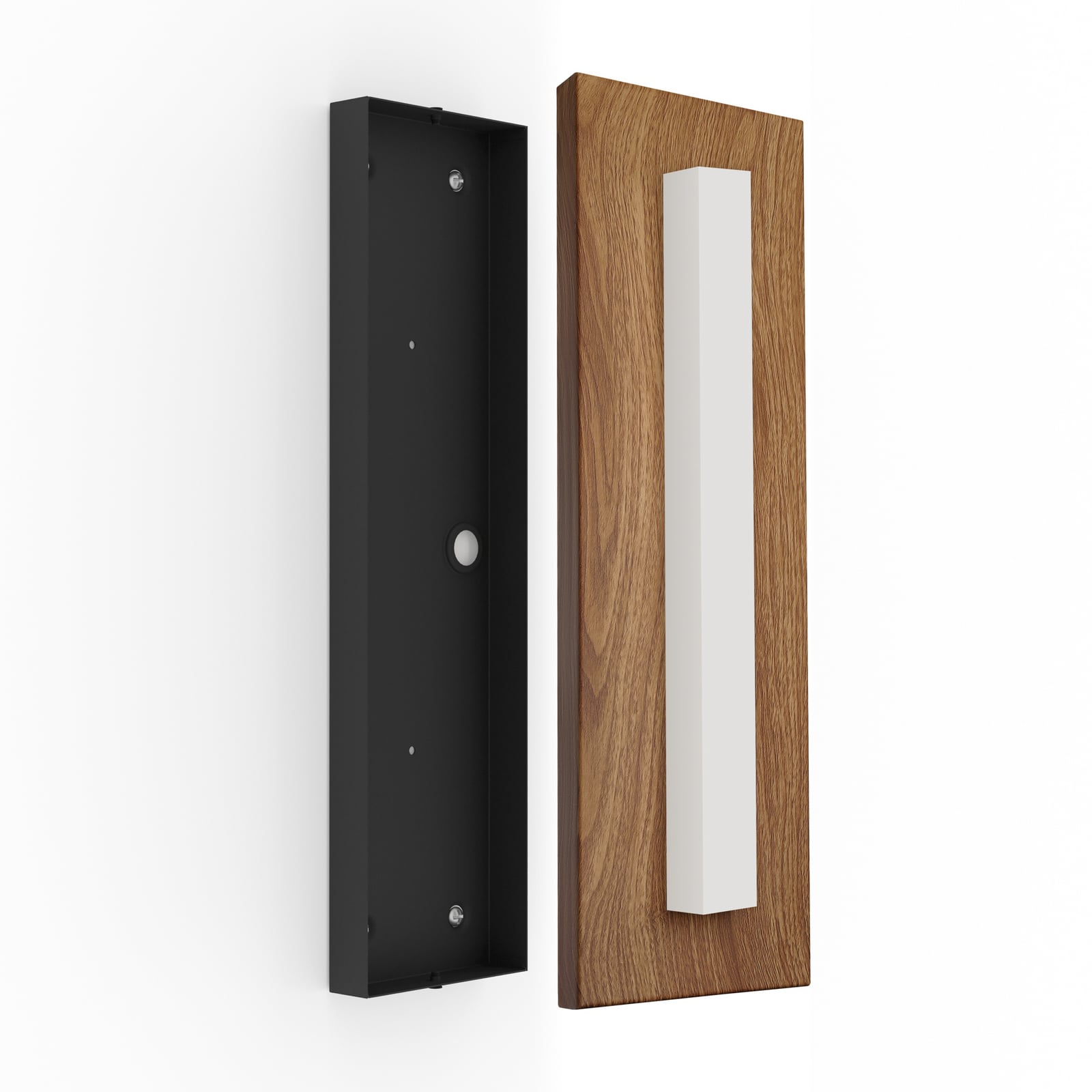 LED utevegglampe Bitetto plast tredekor 43 cm helhetsbilde
