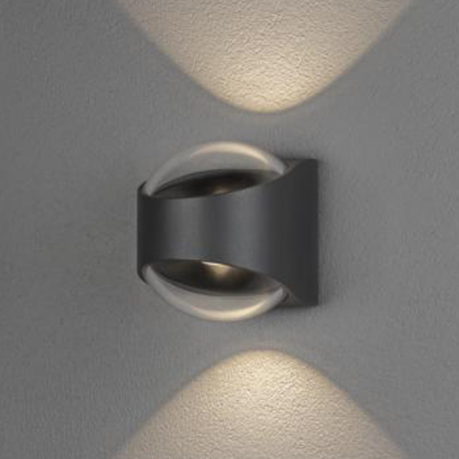 LED utevegglampe Bitonto opp/ned glass antrasitt IP54 forfra