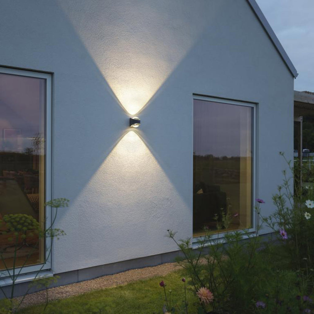 LED utevegglampe Bitonto opp/ned glass antrasitt IP54 bakside