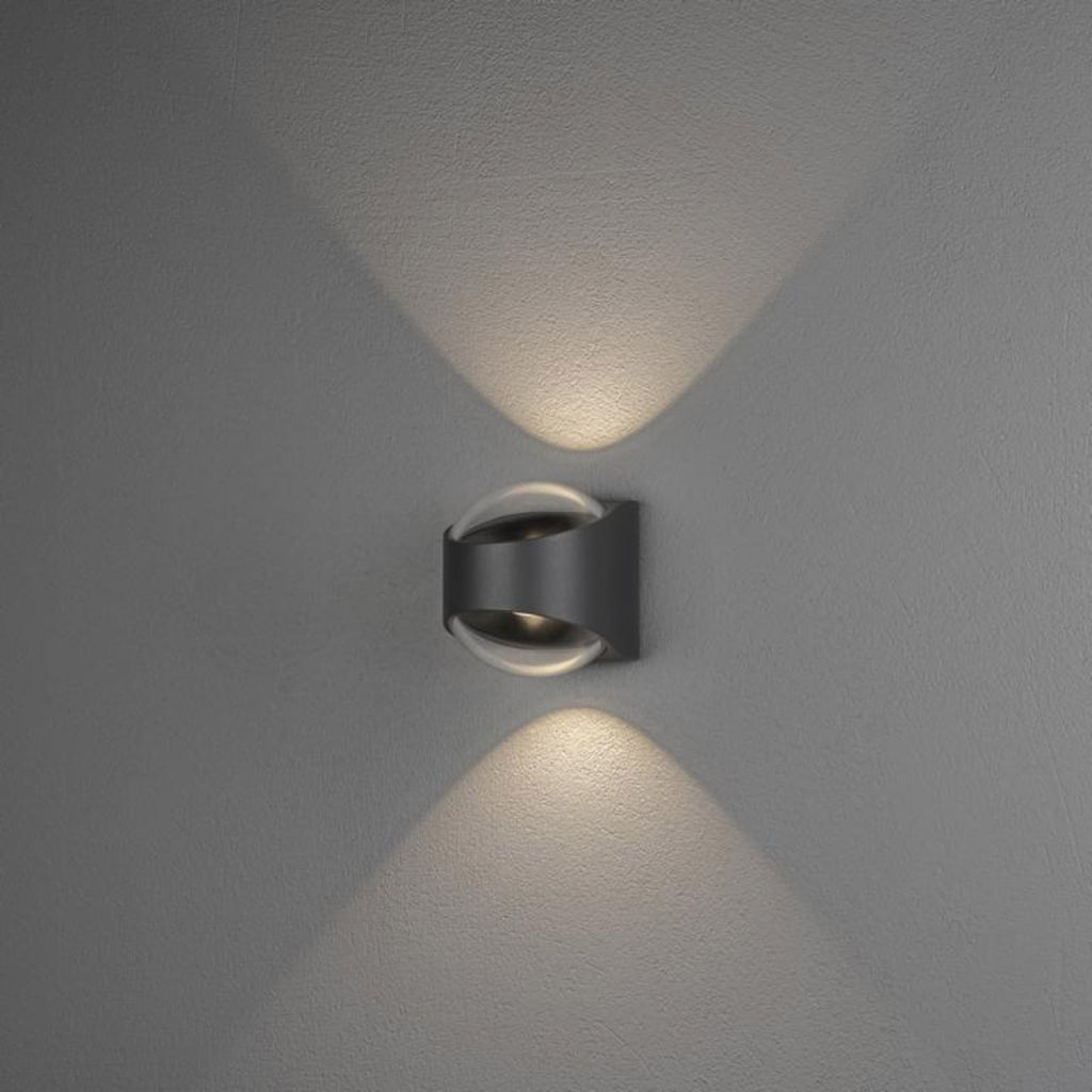 Montert LED utevegglampe Bitonto opp/ned glass antrasitt IP54 på vegg