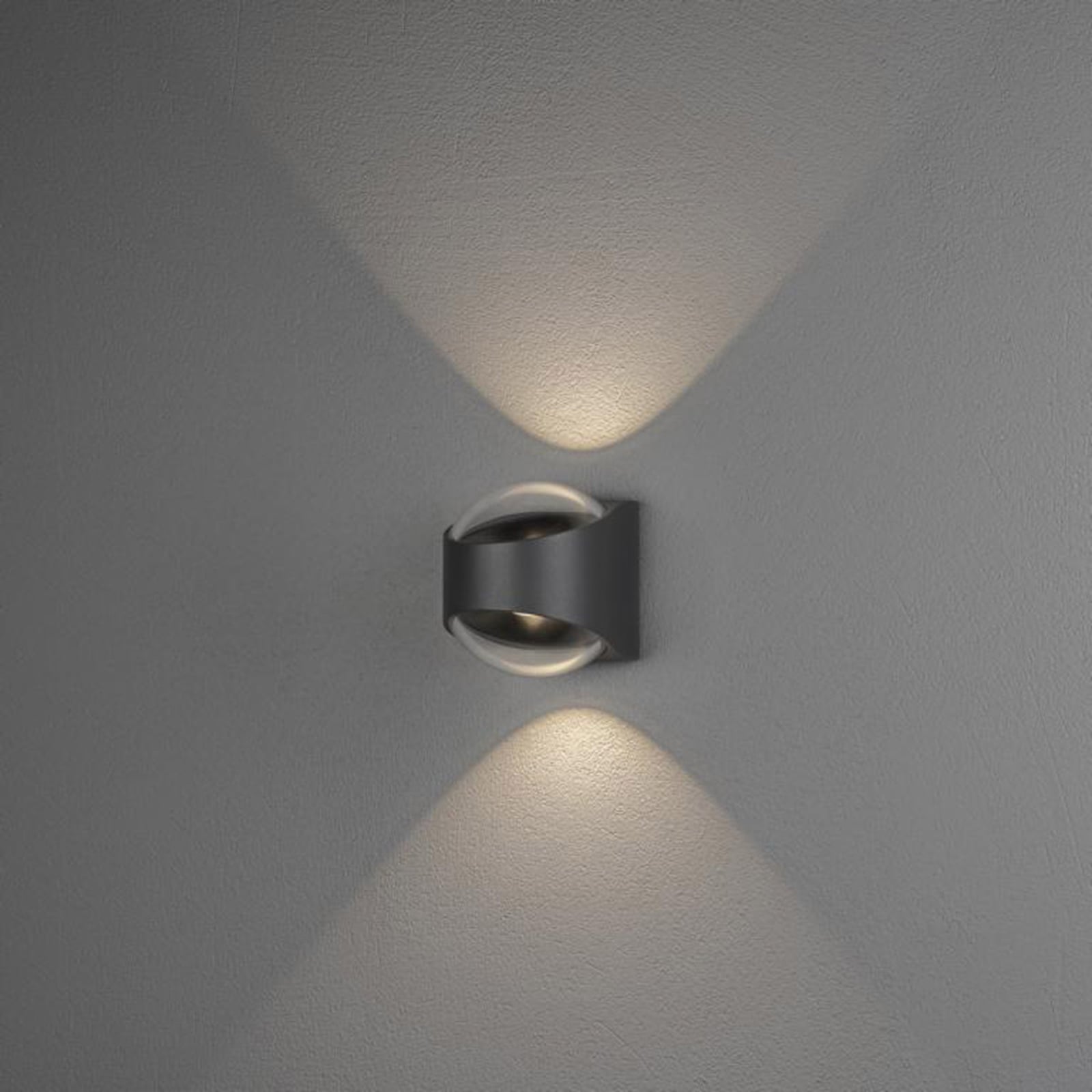 Montert LED utevegglampe Bitonto opp/ned glass antrasitt IP54 på vegg