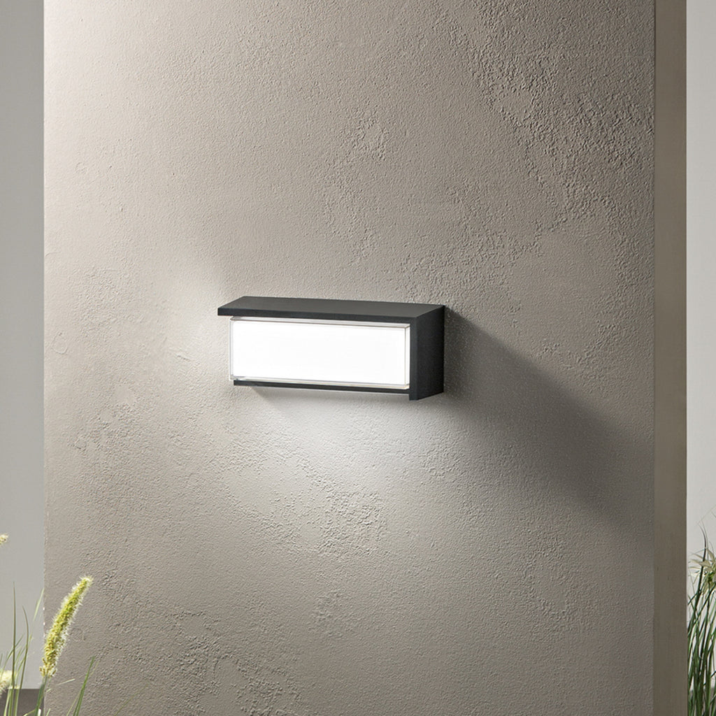 LED utevegglampe Block svart 32 cm plast IP65 forfra