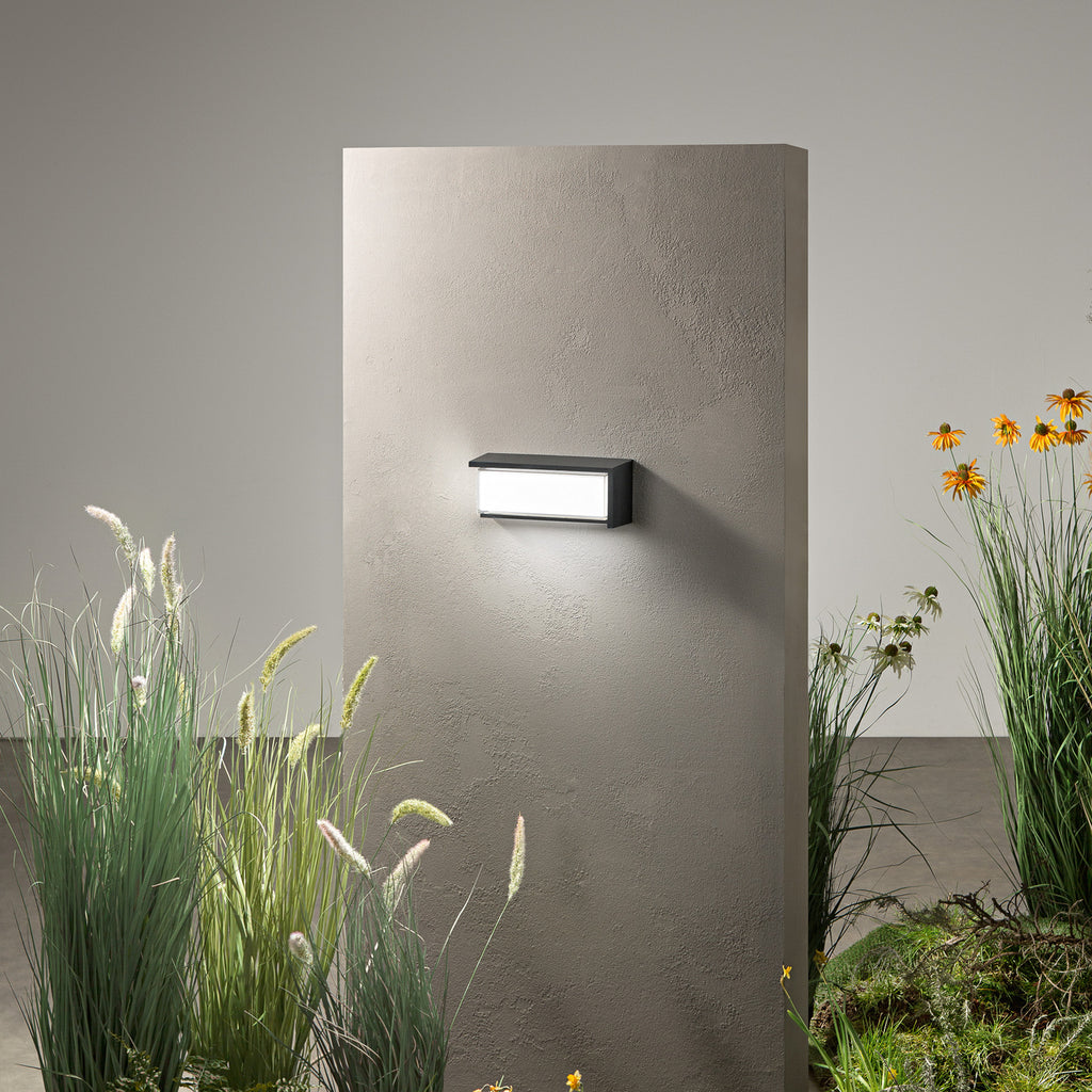 LED utevegglampe Block svart 32 cm plast IP65 bakside