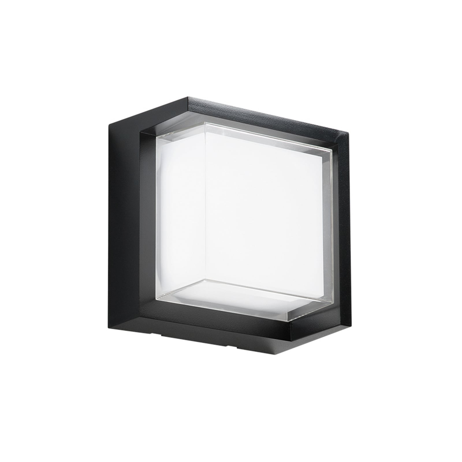 LED utevegglampe Block svart plast 16 cm CCT IP65 fra fronten