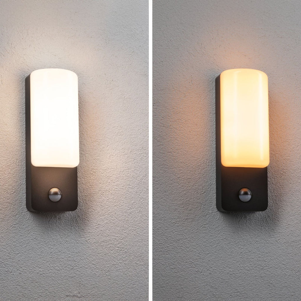 LED utevegglampe Bonnie aluminium 2200/3000K med sensor IP44 sideprofil