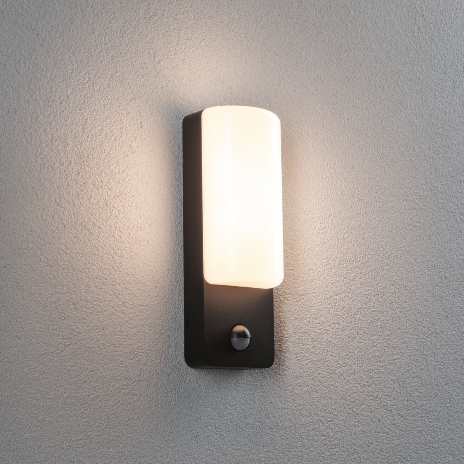 LED utevegglampe Bonnie aluminium med bevegelsessensor antrasitt IP44 forfra