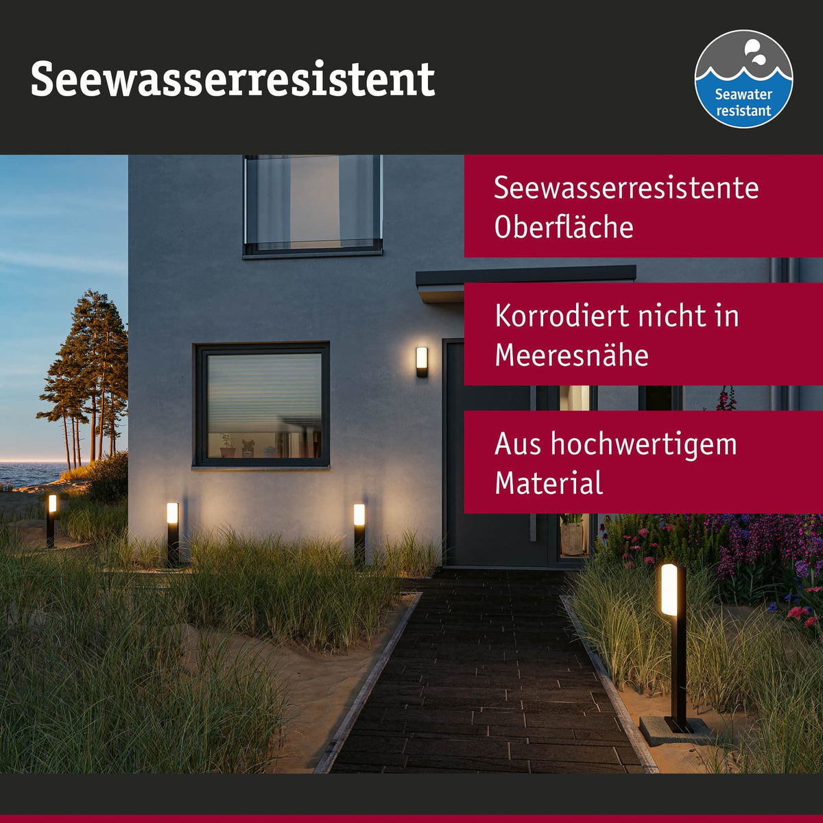 LED utevegglampe Bonnie aluminium med bevegelsessensor antrasitt IP44 lys i mørket